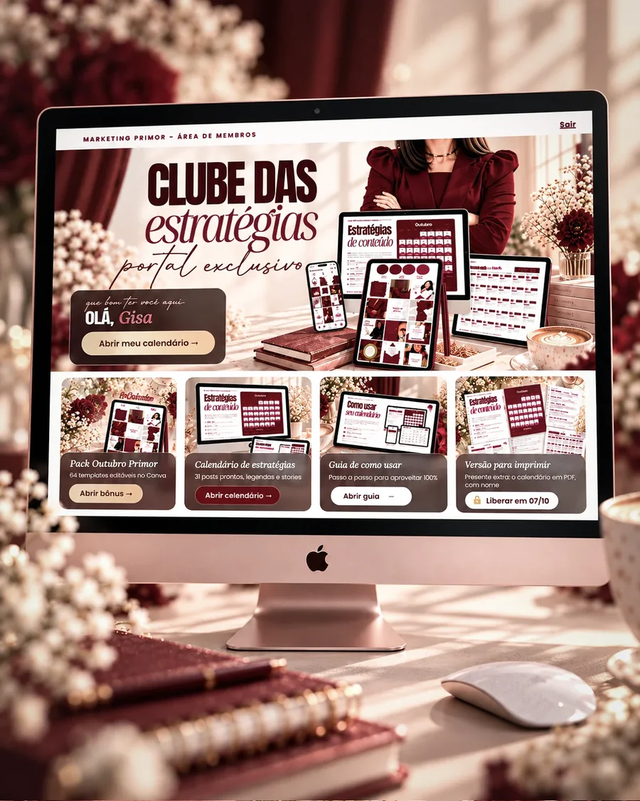 Área de membros exclusiva no computador