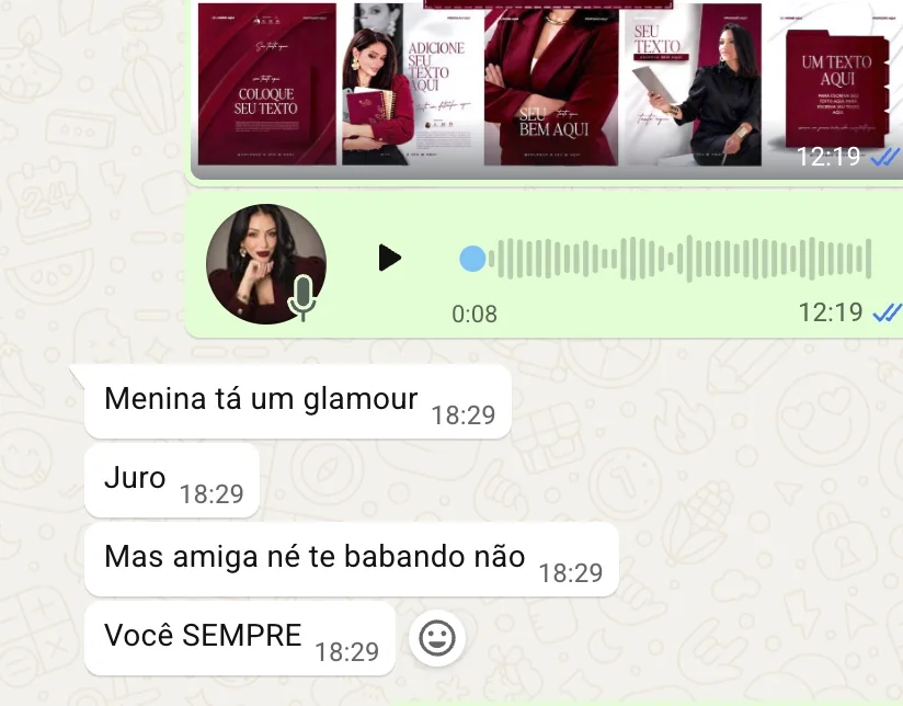 Depoimento em áudio e mensagens de cliente