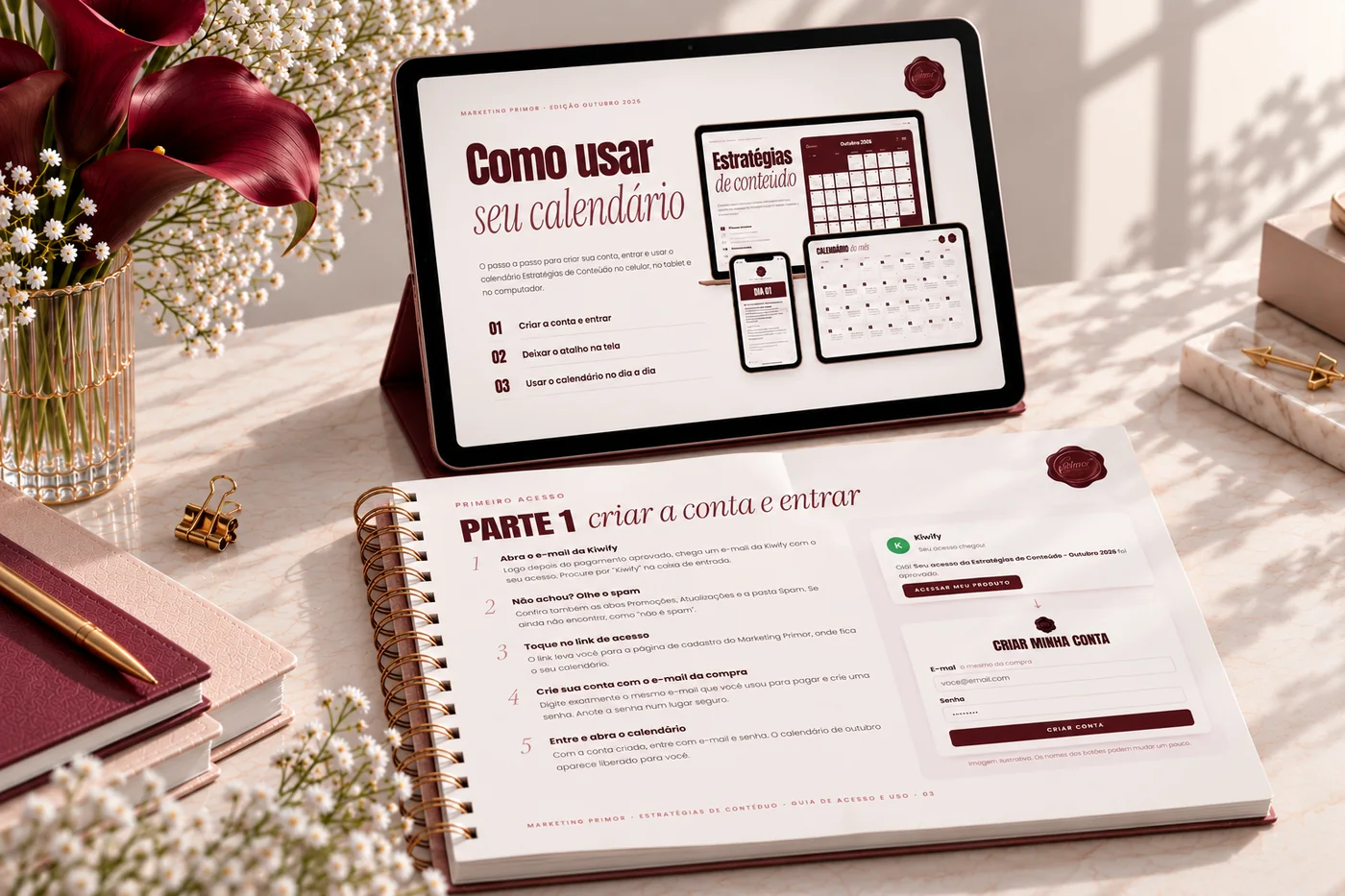 Guia Como usar seu calendário no tablet e impresso